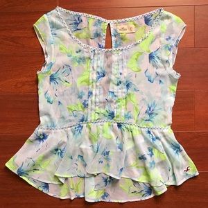 ❤️Neon yellow and blue ruffled shirt